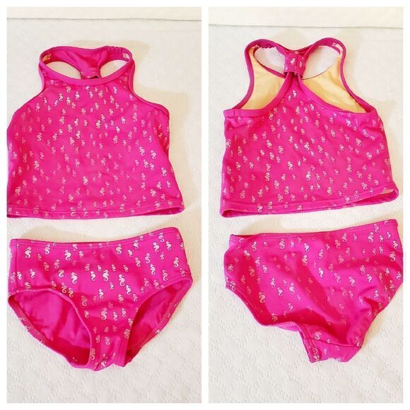 Land's End Seahorse Hot Pink Swim Set Size 2T - Picture 1 of 10